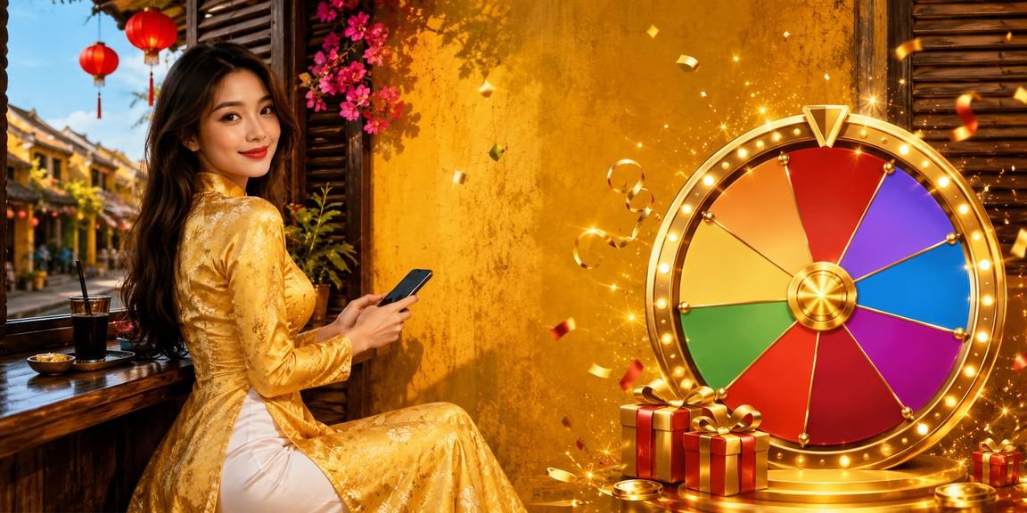 Cô gái áo dài Hội An tham gia chương trình quay thưởng may mắn trực tuyến